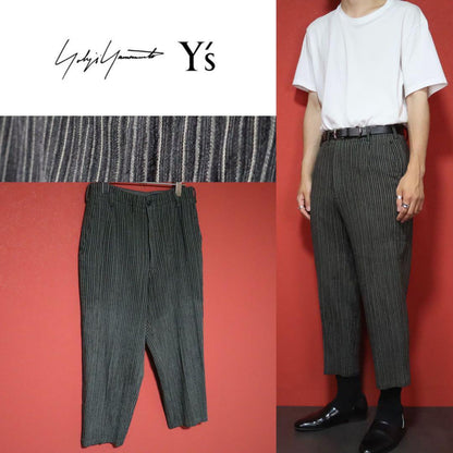 Yohji Yamamoto Stripe 3D Design Cropped Slacks Size FREE