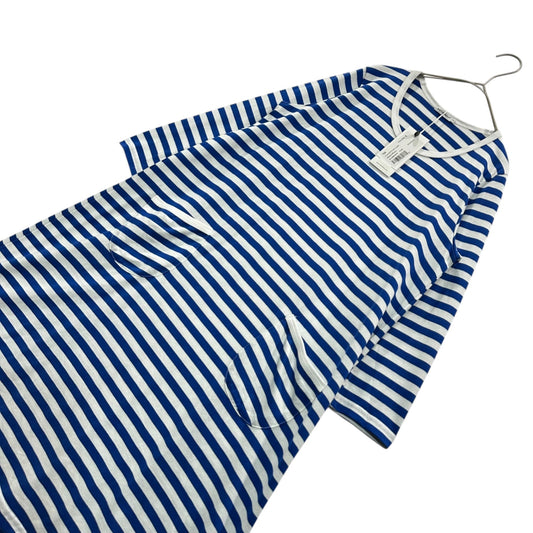 marimekko TASARAITA Border Cotton Dress White/Blue Size S