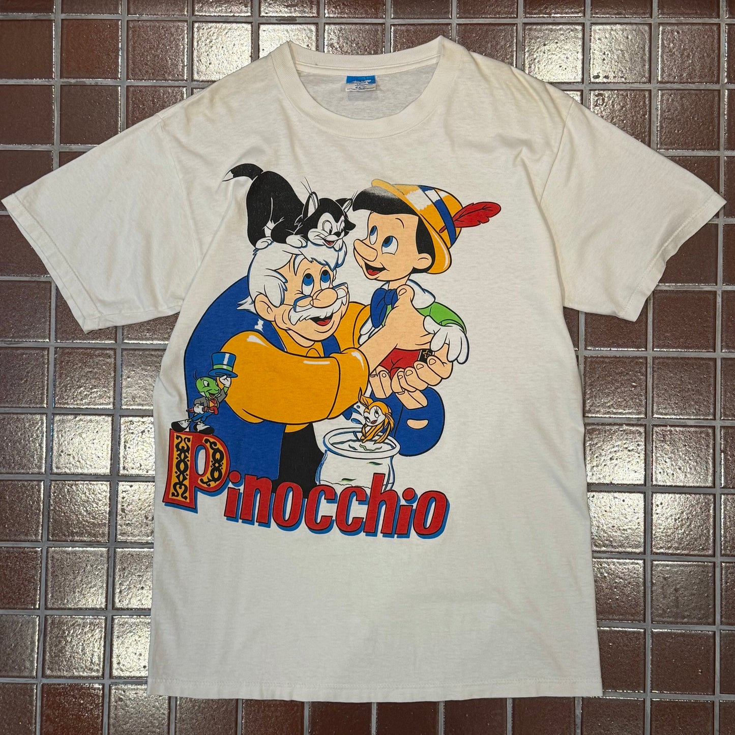 Pinocchio Vintage 90s  Disney graphic tee shirt White Size M