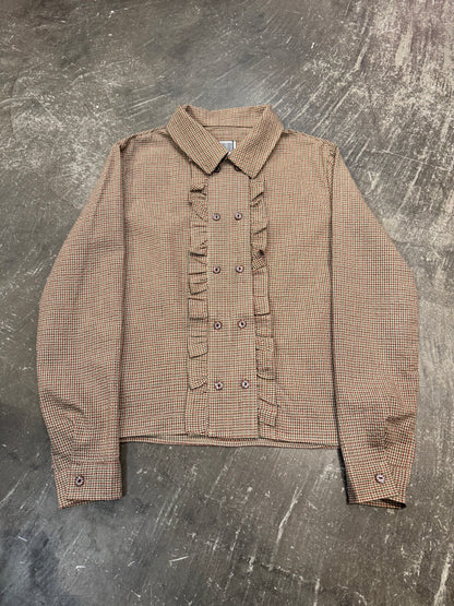 YOUTH BATH Double Button Frill Check Shirt Size S
