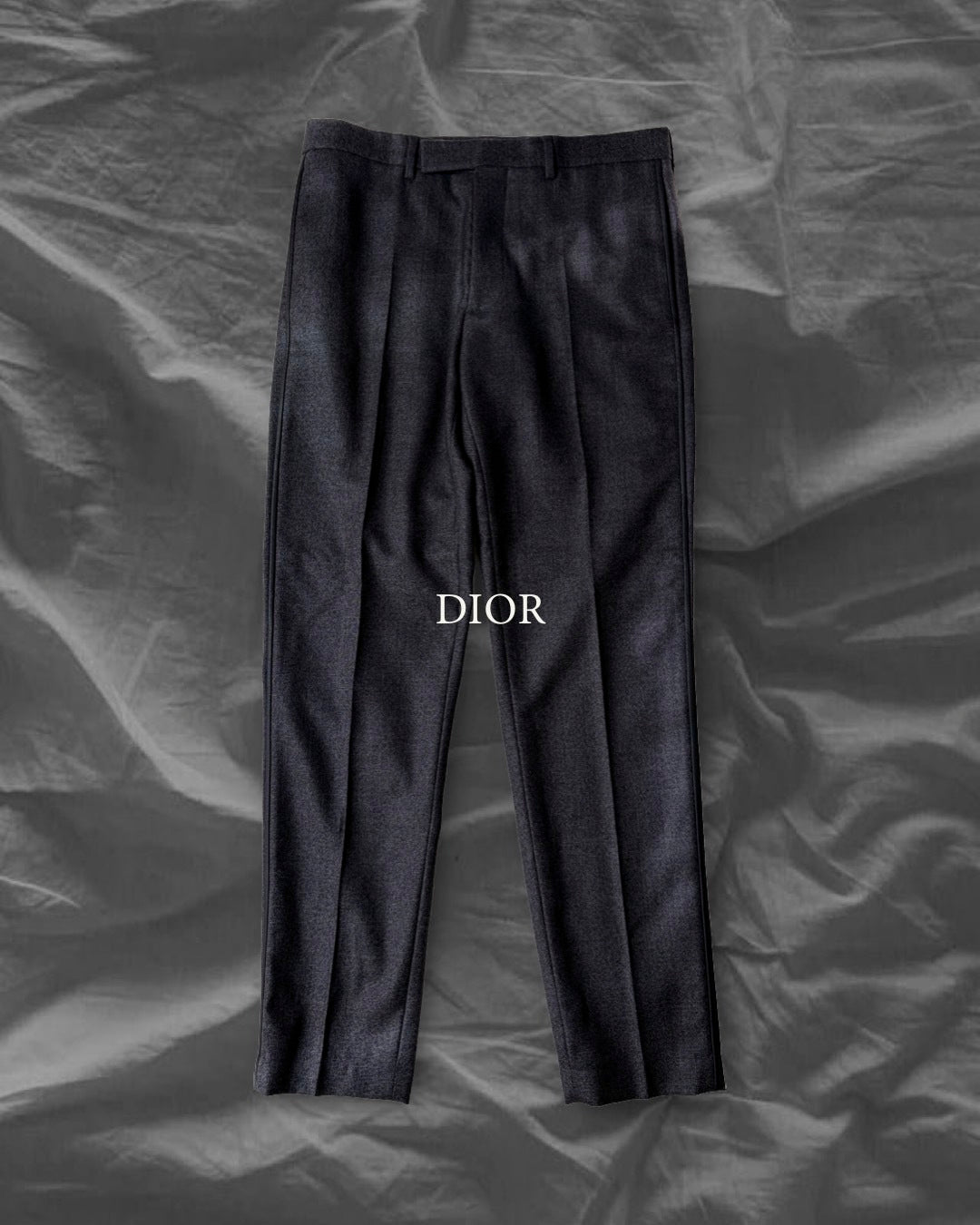 Dior HOMME AW15 Wool Trousers Leather Piping Grey Size 46