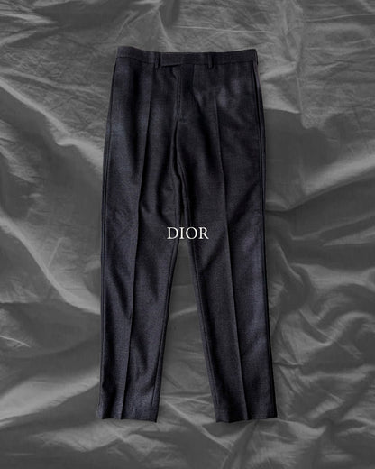 Dior HOMME AW15 Wool Trousers Leather Piping Grey Size 46