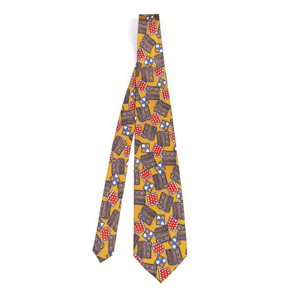 Jean Paul GAULTIER PARIS Silk Sweater Print Tie Brown Multi