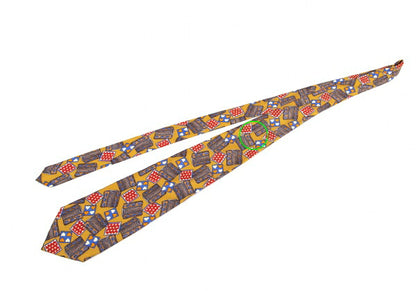 Jean Paul GAULTIER PARIS Silk Sweater Print Tie Brown Multi