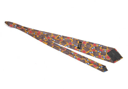 Jean Paul GAULTIER PARIS Silk Sweater Print Tie Brown Multi