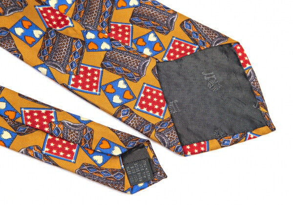 Jean Paul GAULTIER PARIS Silk Sweater Print Tie Brown Multi
