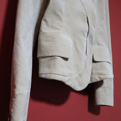 Issey Miyake Beige Cashmere Blend Collarless Jacket Size 2