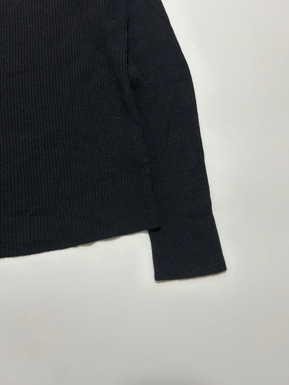 AGNES B. 90s Ribbed Knit Wool Sweater Black