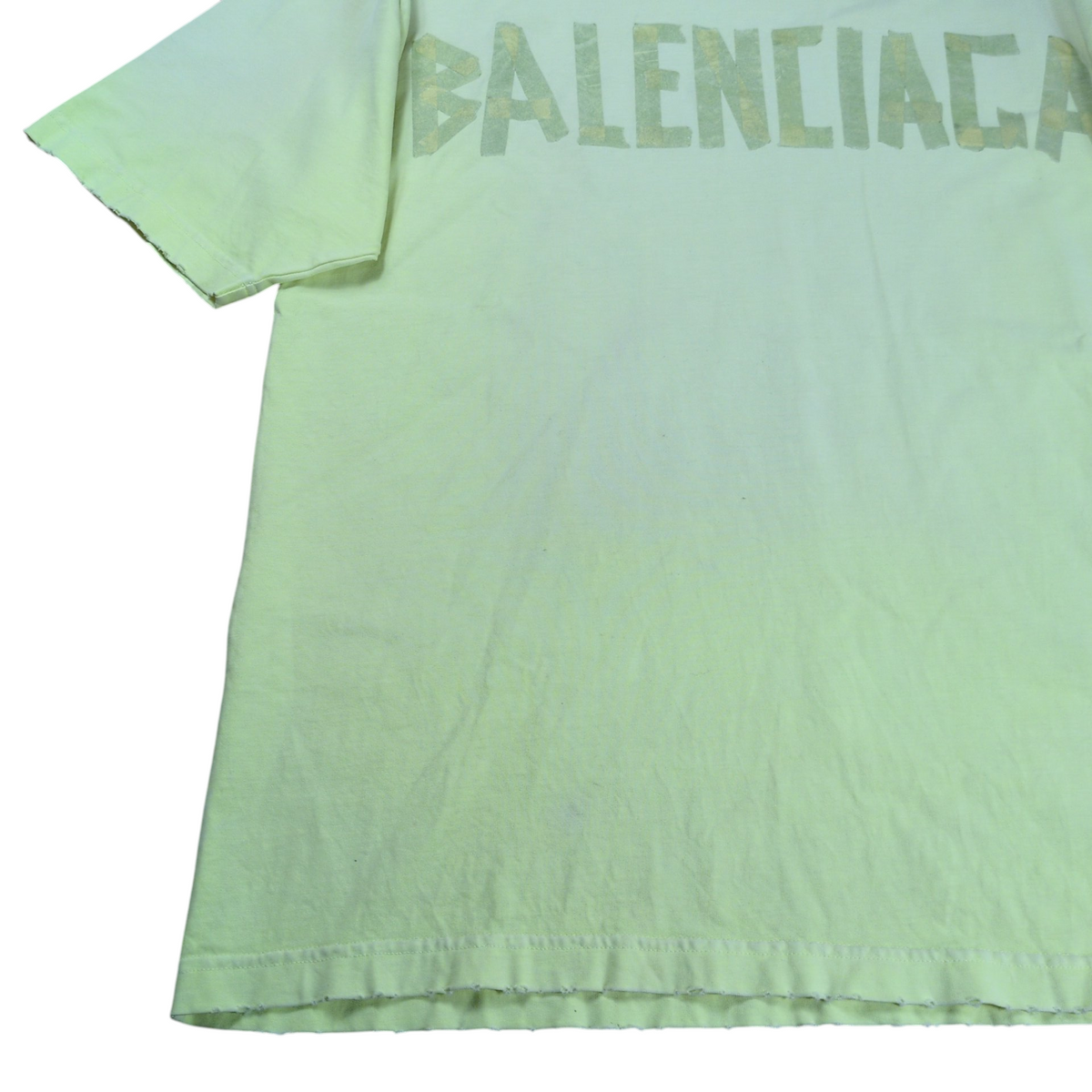 BALENCIAGA Tape Logo Crushed T-Shirt Yellow Size XS