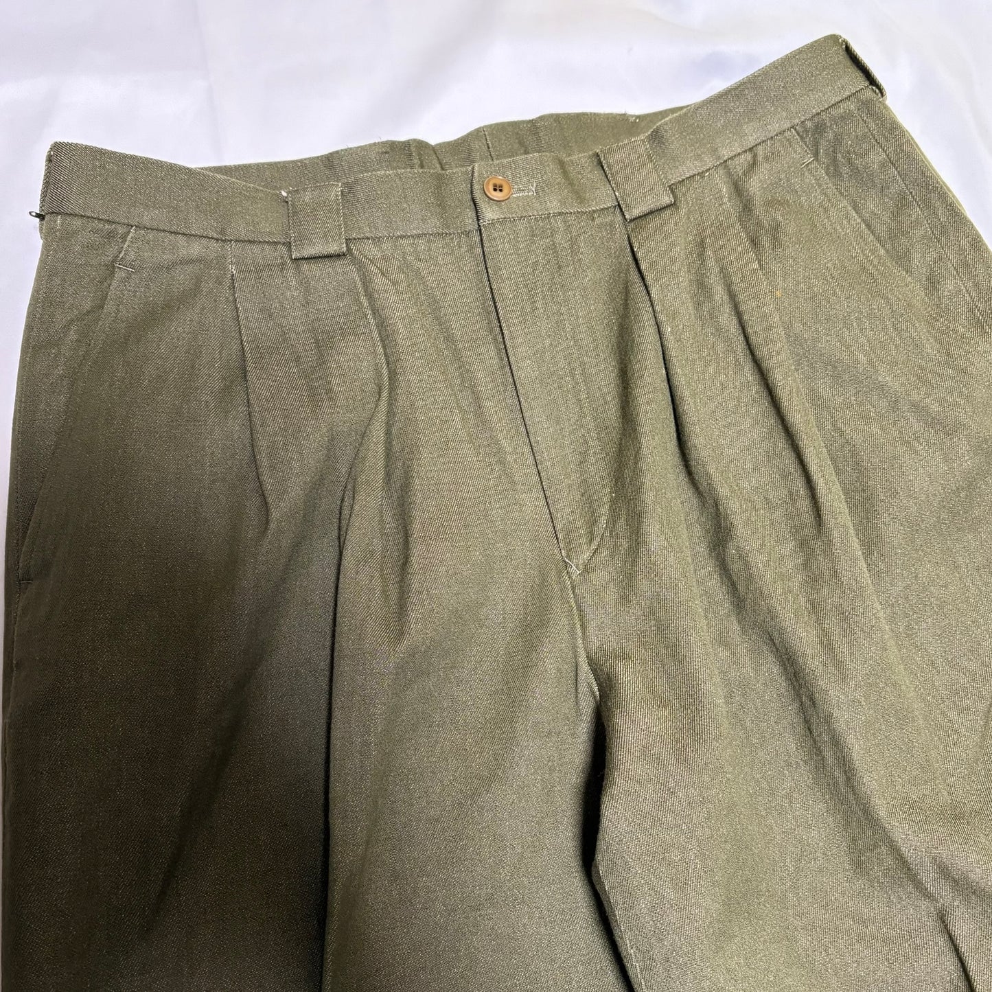 KENZO 90s Khaki Cotton Wool Two-Pleat Slacks Size 4