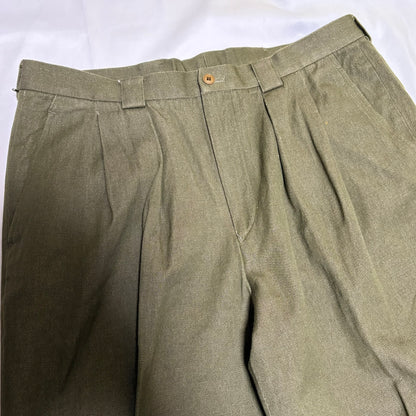 KENZO 90s Khaki Cotton Wool Two-Pleat Slacks Size 4