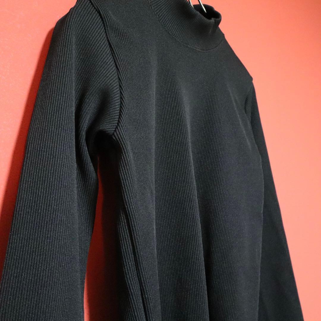 COMME des GARCONS 80s Black Rib Knit Mock Long Top Size FREE