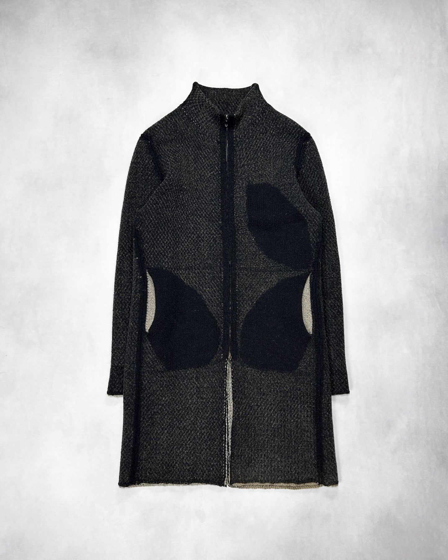 Label Under Construction Zip-Up Intarsia Knit Coat Size M