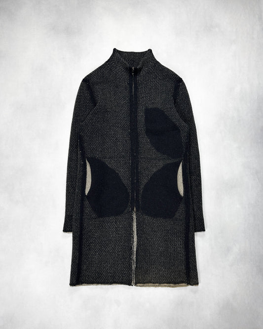 Label Under Construction Zip-Up Intarsia Knit Coat Size M