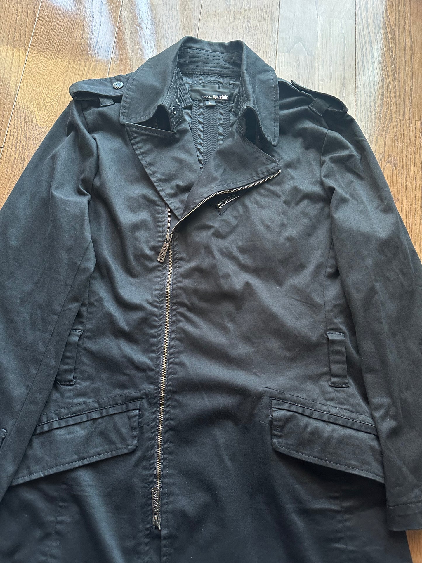 Vintage Black Slim-Fit Military Coat Size M