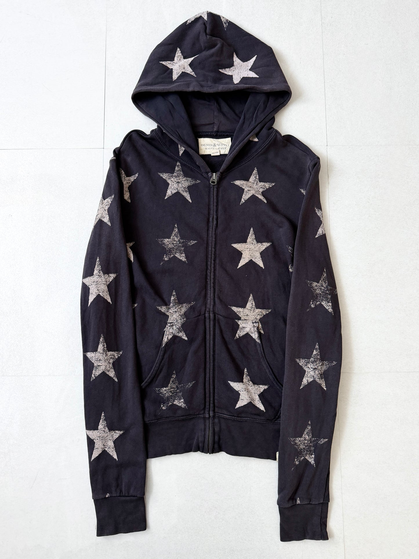 Denim&Supply Star Design Cotton Zip Hoodie Size S