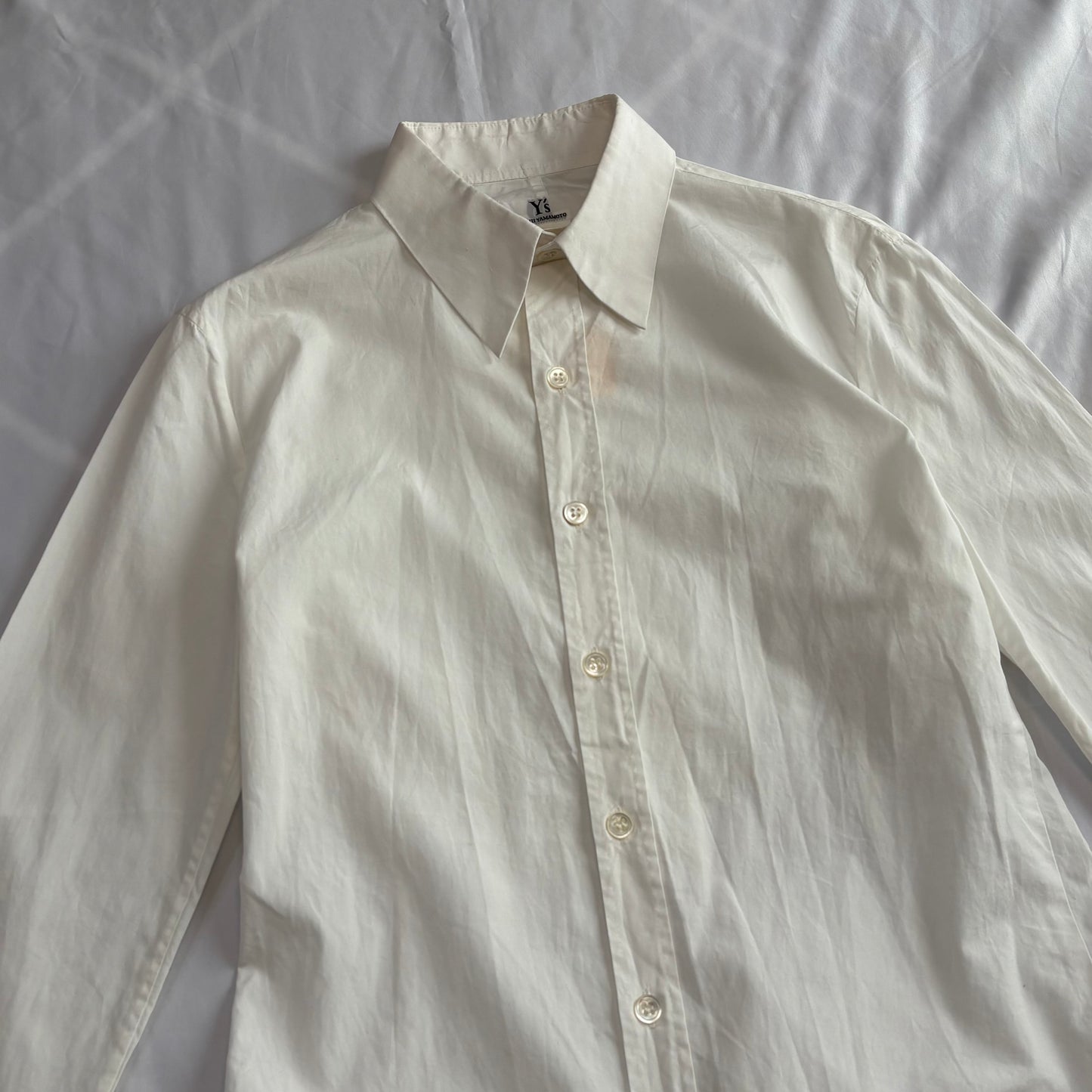 Y's 80s-90s White Cotton Flare Design Shirt Size 3