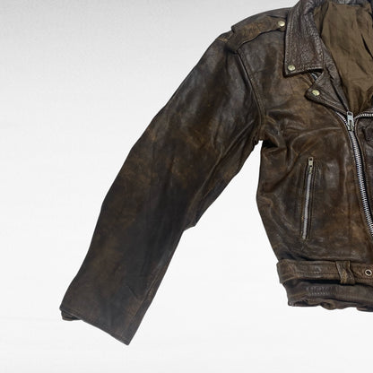 USED Brown Genuine Leather Double Rider Studs Size M