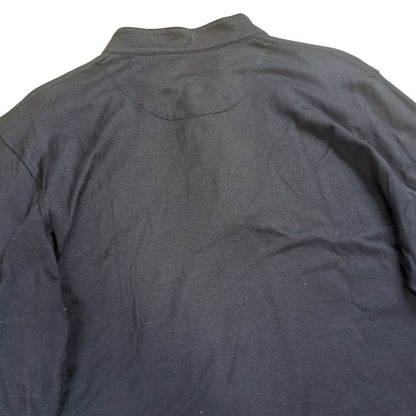 Loewe Logo Embroidered Cotton Henley Shirt Blue Size M