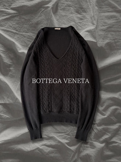 BOTTEGA VENETA 2010s Cashmere Docking V-Neck Sweater Size 48