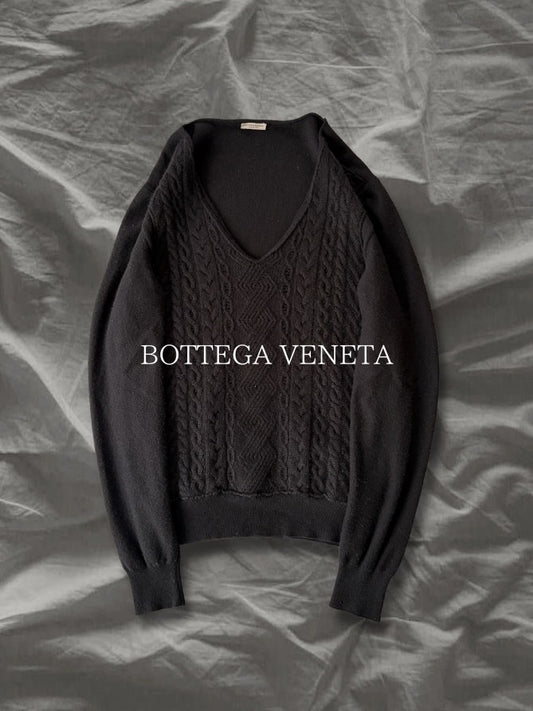 BOTTEGA VENETA 2010s Cashmere Docking V-Neck Sweater Size 48