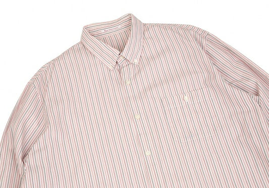 Papas Cotton Button-Down Stripe Shirt Pink Size 52LL