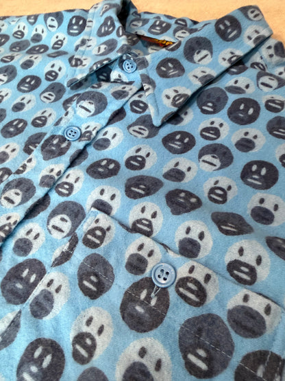 BAPE Long Sleeve Cotton Shirt Blue Size L