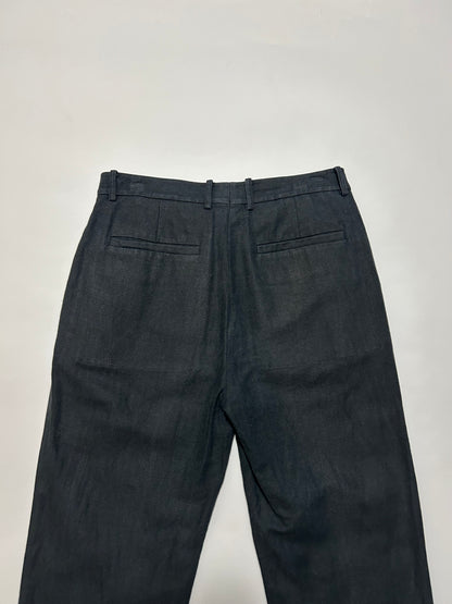 DKNY TROUSERS 2000s Black Linen Cotton
