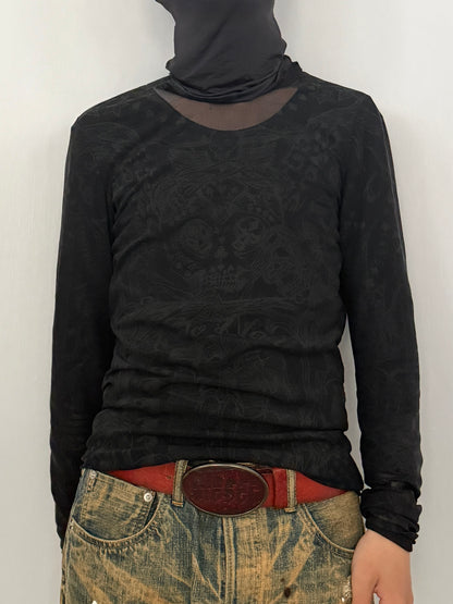 Givenchy Black See-Through Henley Shirt Size XXS