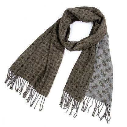 Papas Bicycle Dot Wool Fringed Stole Khaki