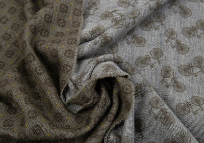 Papas Bicycle Dot Wool Fringed Stole Khaki