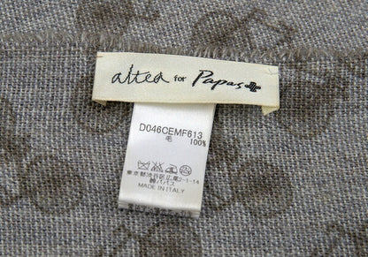 Papas Bicycle Dot Wool Fringed Stole Khaki
