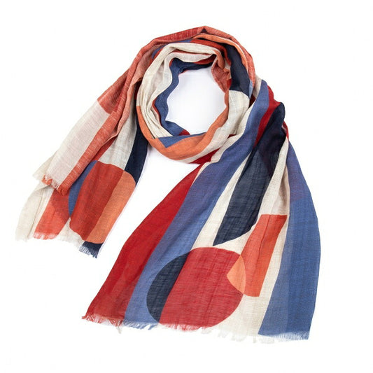 GIERREMILANO for Papas Multi-Pattern Cotton Linen Red Blue Stole