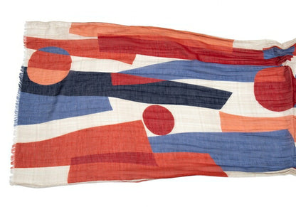 GIERREMILANO for Papas Multi-Pattern Cotton Linen Red Blue Stole