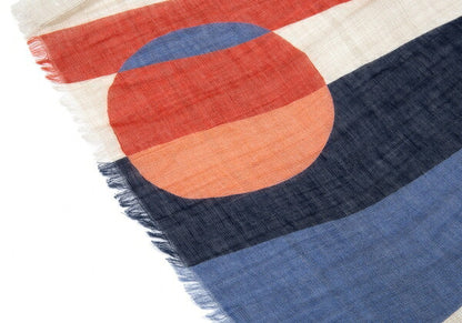 GIERREMILANO for Papas Multi-Pattern Cotton Linen Red Blue Stole