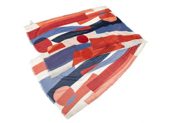 GIERREMILANO for Papas Multi-Pattern Cotton Linen Red Blue Stole