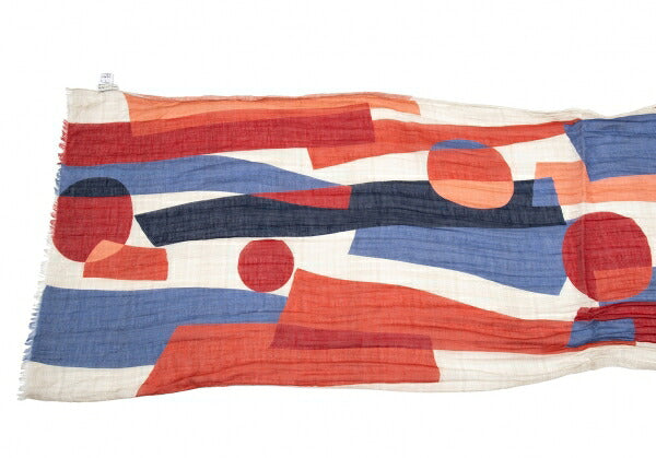 GIERREMILANO for Papas Multi-Pattern Cotton Linen Red Blue Stole
