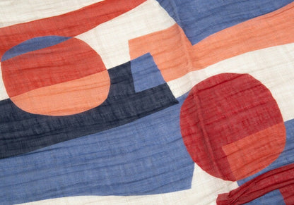 GIERREMILANO for Papas Multi-Pattern Cotton Linen Red Blue Stole