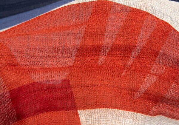 GIERREMILANO for Papas Multi-Pattern Cotton Linen Red Blue Stole