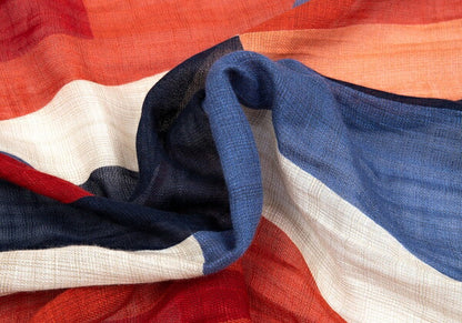 GIERREMILANO for Papas Multi-Pattern Cotton Linen Red Blue Stole