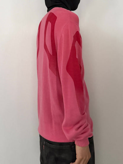 Diesel Pink Cotton Long Sleeve Knit Henley Size L