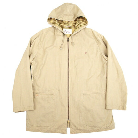 Papas Beige Check Lined Zip Hoodie Jacket Size L