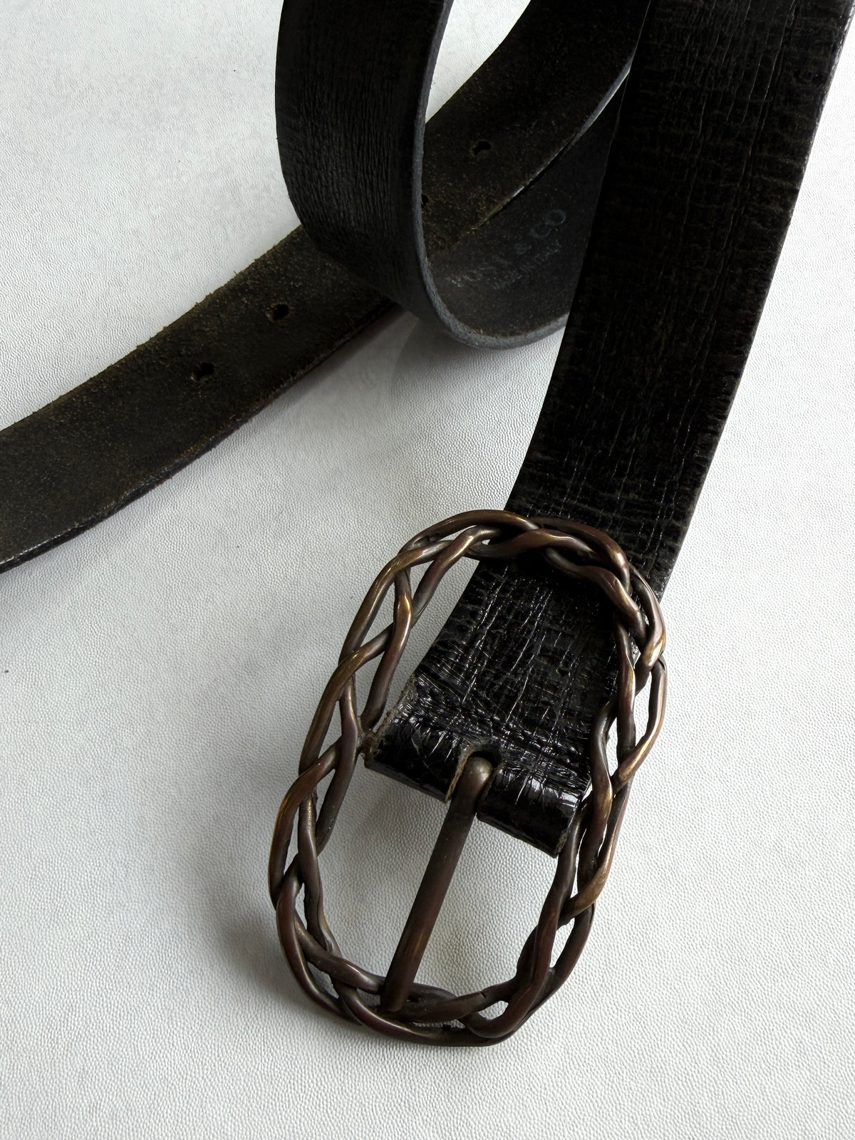 CUSTOM CULTURE Braided Leather Belt Size 80