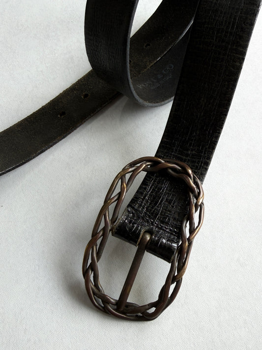 CUSTOM CULTURE Braided Leather Belt Size 80