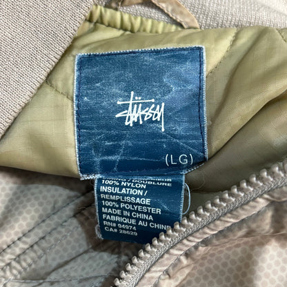Vintage Stussy Beige Quilted Bomber Jacket Size L