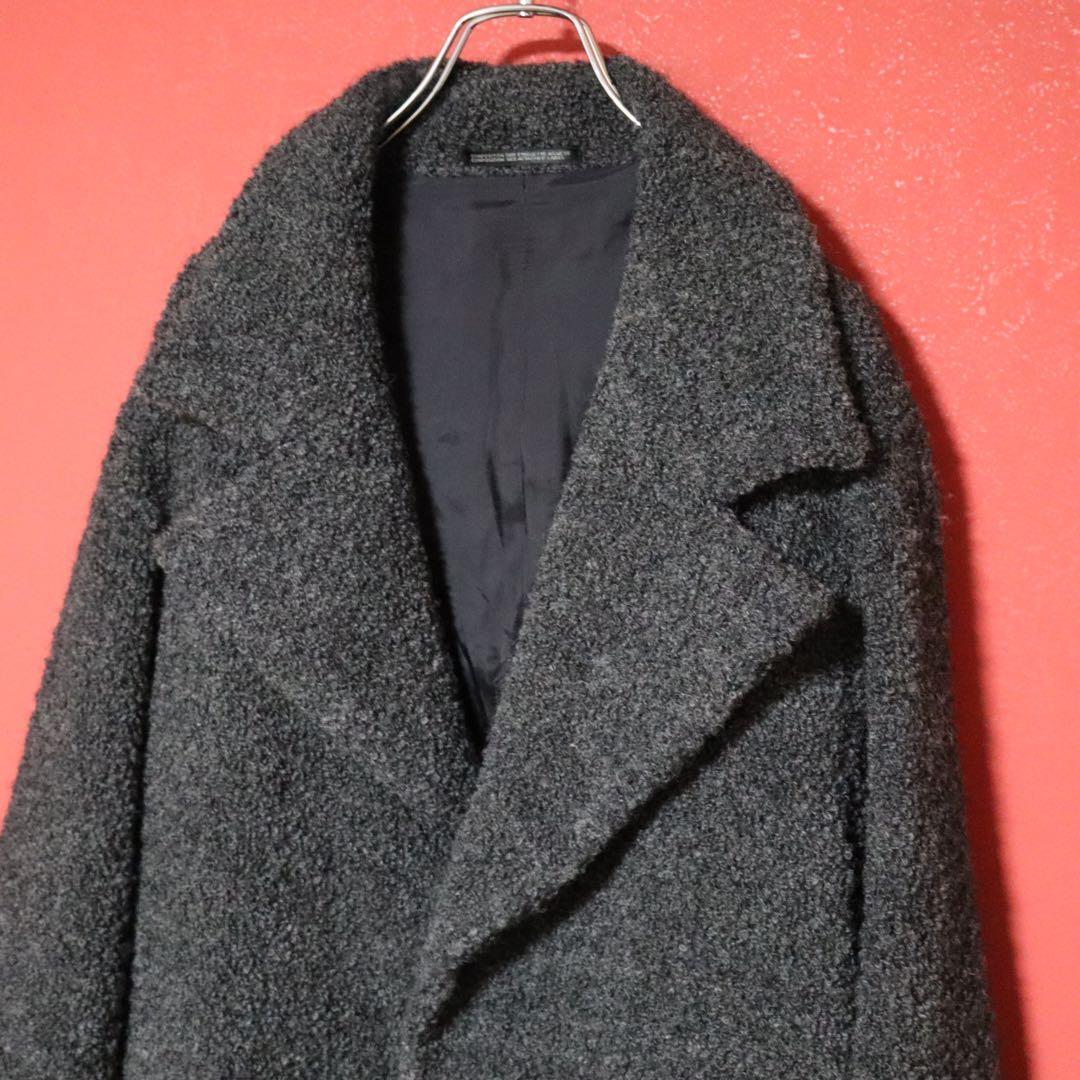 Yohji Yamamoto Gray Wool Nylon Pile Design Coat Size FREE