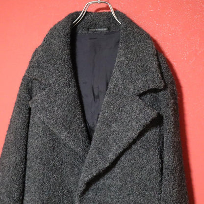 Yohji Yamamoto Gray Wool Nylon Pile Design Coat Size FREE