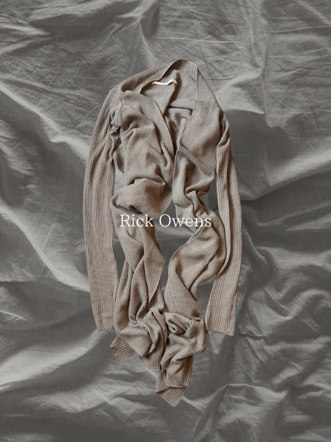 Rick Owens AW05 Merino Wool Draped Wrap Cardigan