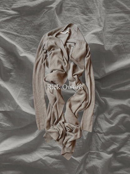 Rick Owens AW05 Merino Wool Draped Wrap Cardigan
