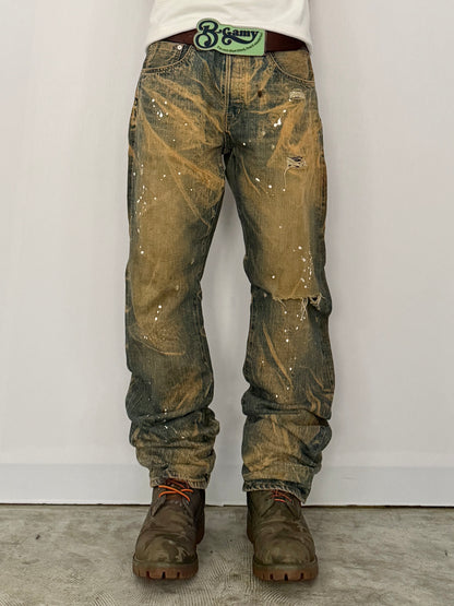 Swagger Brown Damaged Jeans Size 32
